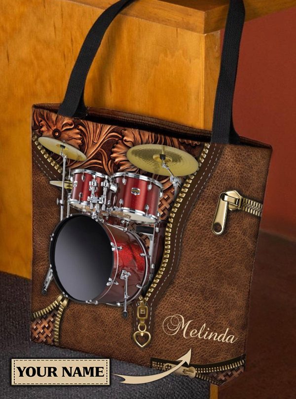 Personalized Drum All Over Tote Bag, Personalized Gift for Music Lovers, Drum Lovers - TO332PS For Sale