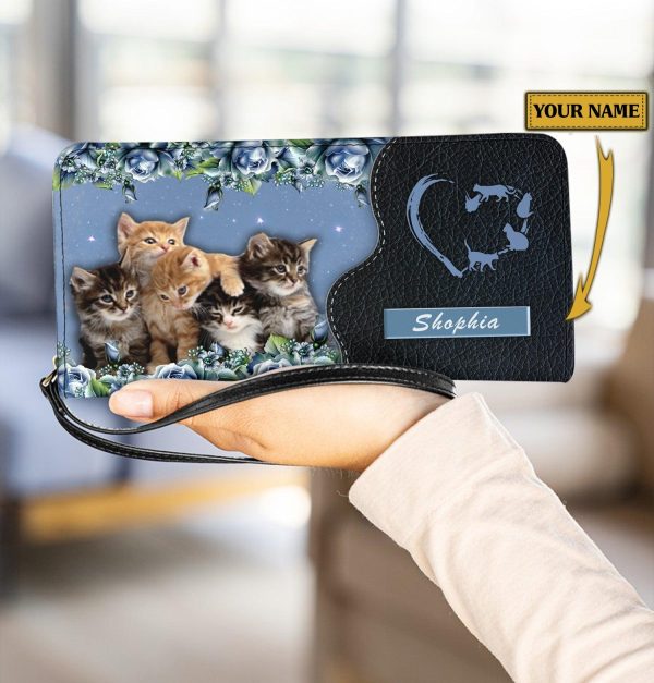 Personalized Cat Clutch Purse, Personalized Gift for Cat Lovers, Cat Mom, Cat Dad - PU719PS on Sale